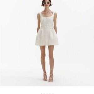 Self-Portrait tweed bridal white cream boucle mini dress us 4
